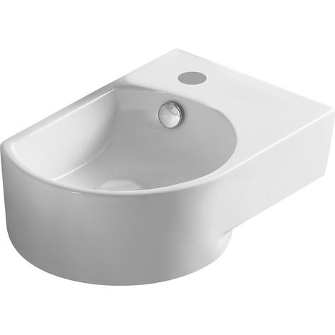 Lavabo 40,5x27 ad installazione sospesa su lato sinistro con foro rubinetteria e troppo pieno (1/2)