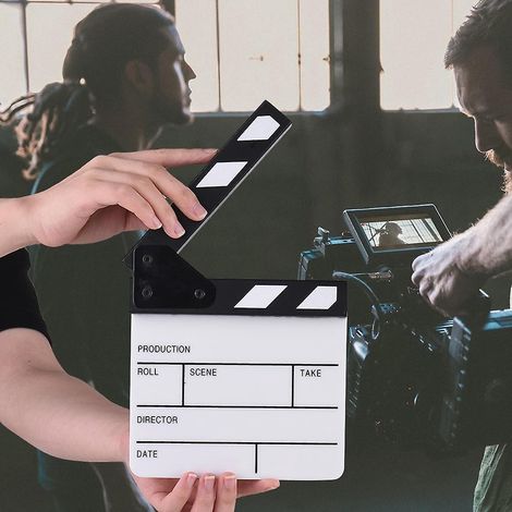 Kompakte Acryl-Klappe, trocken abwischbar, für TV- und Filmproduktionen, Director's Cut, Actionszenen, Klappe, Schiefertafel (1/5)