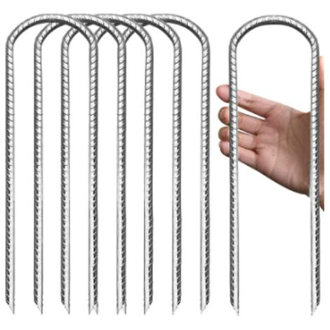6-piece set U-shaped garden anchors, stakes for garden tarps, tent pegs, mulch film clips – Securing fences, tents, awnings, camping, trampolines (1/5)