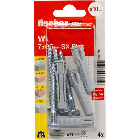 Bouchons à vis FISCHER WL 7x60mm - Blister 4 unités 535513 (1/5)