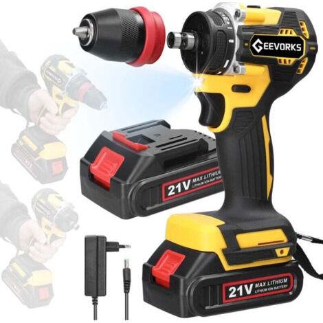 Perceuse-visseuse électrique 21 V 2 en 1 au lithium, outil électrique multifonction, moteur sans balais à couple élevé, tournevis pratique pour appareils électroménagers, installation de meubles, répa