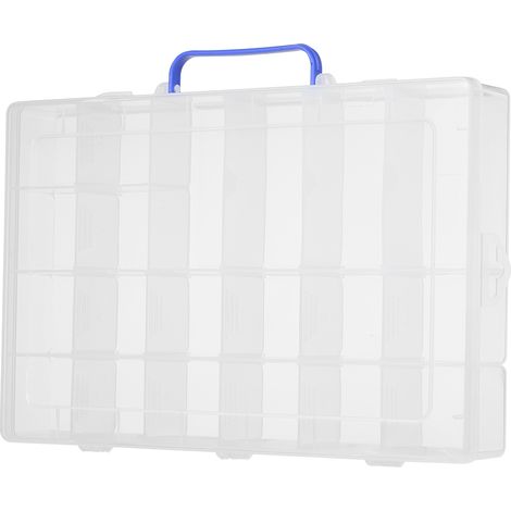 Transparente Aufbewahrungsbox mit 20 Fächern, 34,5 x 23 cm – Organizer mit verstellbaren Trennwänden für Schrauben und Schmuck (1/5)