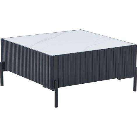 Tavolino in ceramica, MDF e metallo - Nero e bianco - CYNDORA (1/5)