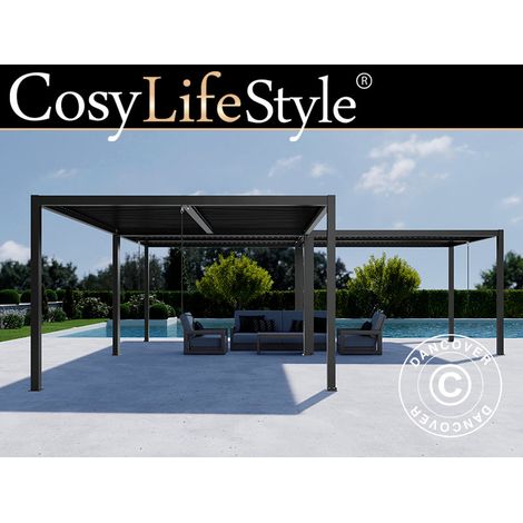 Bioklimatischer pergola pavillon San Pablo Alu+, 3x4m, Schwarz, 3 Stk. - Dancover
