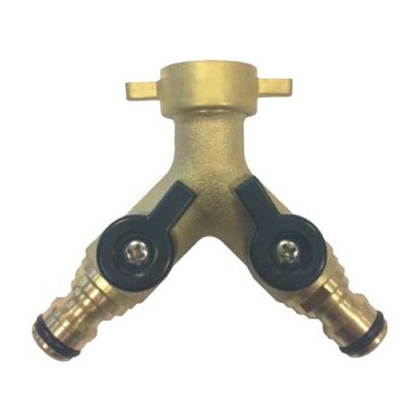 Presa a rubinetto in ottone doppia uscita con innesti rapidi 3/4"