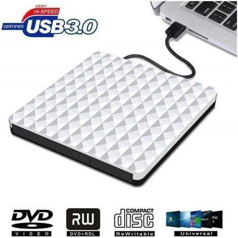 Lecteur - Graveur Externe USB 3.0 de CD / DVD-ROM pour ordinateur Loptop Compatible avec Windows 2000 / XP / Vista / Windows7 / 8/10 (1/4)