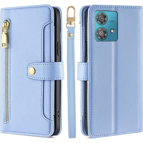 Funda tipo cartera con cremallera para Motorola Edge 40 Neo, color azul. (1/5)
