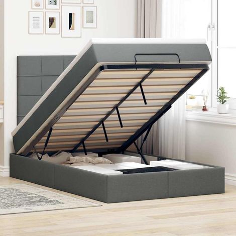 Ottoman-Bett mit Matratze & LEDs Dunkelgrau 120x200 cm Stoff (1/5)