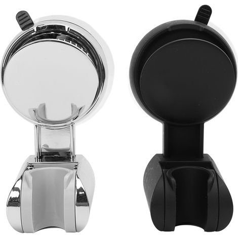Lot de 2 supports de douche à ventouse pour douchette, support mural pour douchette à main, noir et argent (1/5)
