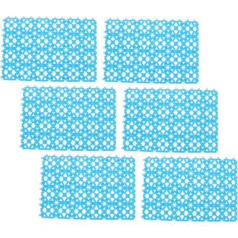 6-Piece Anti-Slip Plastic Spliced Floor Mats, Blue (1/5)