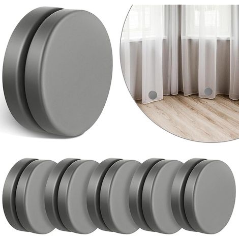 Jetec 6 Paires Poids de Draperie Magnétiques Ronds Poids de Rideau de Douche Aimants de Nappe Puissants Magnétiques Étanches pour Draperie Nappe (Gris, 6 Paires) (1/5)