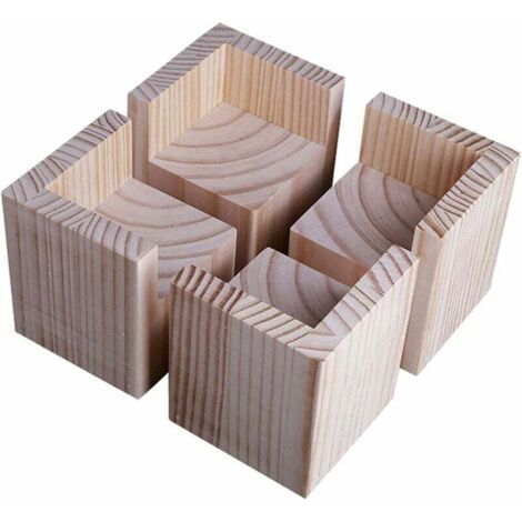 Lot de 4 élévateurs de Meubles Rehausseurs de Meubles en Bois, Lit de Bureau Riser Meubles Pieds de Levage Pieds jusqu'à pour Table de Bureau lit(Size:5x5x5cm) (1/4)