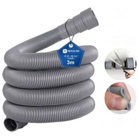 Tuyau d'évacuation d'eau sale de 3 m pour machine à laver Rallonge de tuyau d'évacuation de 20 mm pour lave-linge lave-vaisselle Tuyau de sortie de tuyau de vidange prolongé (1/4)