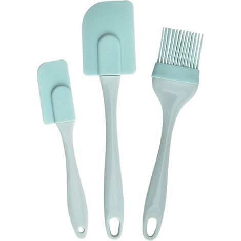 Set de Spatules de Cuisine en Silicone - Espátulas de Silicona Professionnelles, Résistantes à la Chaleur, Ustensiles en Silicone Lot de 3 SET，bleu (1/5)