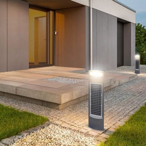 Borne Solaire Extérieure LED 80 cm – Double Éclairage 2000 lm – Détecteur PIR pour Jardin et Chemin