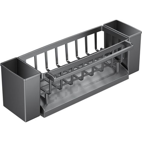 Küchenspülenhalter, Schwammhalter, selbstentleerend, mit Handtuchhalter, Wandmontage ohne Bohren, geeignet für Küche und Bad (1/4)