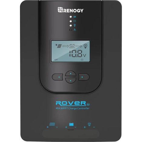 Renogy 40A 12V/24V Auto DC Input MPPT Solar Charge Controller Parameter Adjustable LCD Display Solar Panel Regulator fit for Gel Sealed Flooded and Lithium Battery, Rover 40A w/ Bluetooth,Black