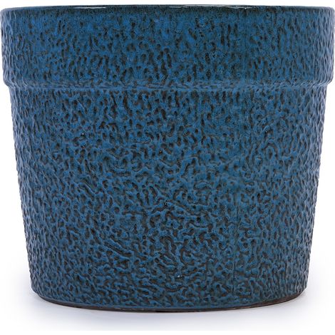 Set de 3 macetas de cerámica hechas a mano azul antiguo con orificio de drenaje (1/5)