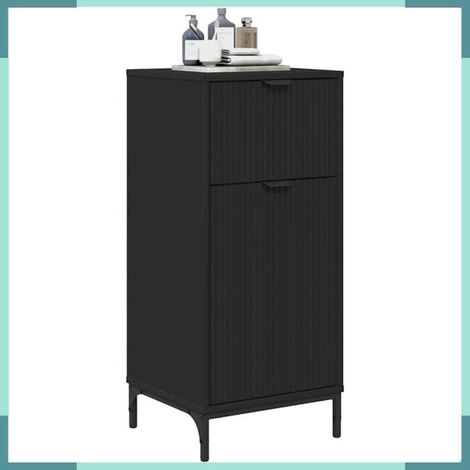 Cabinet de salle de bain - 883395 - Noir mat - Avec tiroir et 2 portes - 39,5 x 36 x 88 cm (1/5)