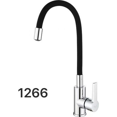 Mitigeur de cuisine avec tuyau en silicone flexible et malléable à 360 ° pivotant en acier inoxydable Robinet mitigeur de cuisine(Tuyau non inclus)-Crezuo (1/4)