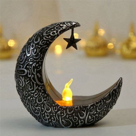 2X Lune Étoilée Chandelier Ramadan Festival Décoration de Vent Fête Lanterne Bougie Électronique Lampe de Bureau Mode D (1/3)