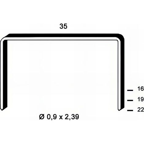 10 000 agrafes cuivrées B-16 - 35 x 16 x D. 0,9 x 2,39 mm - 6B-161 - Alsafix