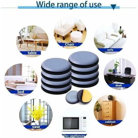 24pcs Patins En Teflon Pour Meubles 20 mm (Rond) - Patins Glisseurs Pour Meubles - Planeur Ptfe Patins Pour Meubles En Téflon Auto-Adhésif Patins De Meuble Pour Chaise Canapé Bureau Table (1/4)