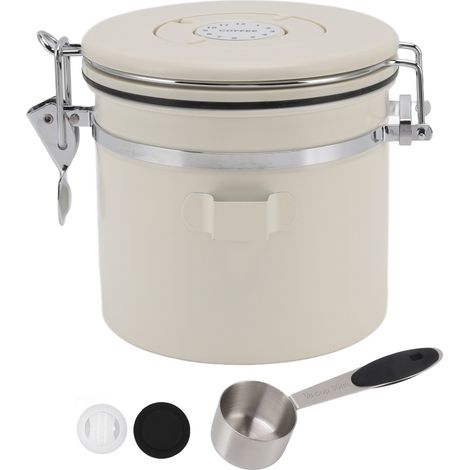 Coffret de conservation hermétique pour café 1,2L - Bocal inox 304 avec valve et cuillère pour café moulu, thé et aliments (1/5)