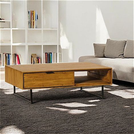 Table basse avec rangement en bois de teck recyclé DEPOK (1/2)