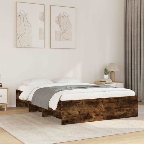 Bettgestell ohne Matratze Räuchereiche 120x190 cm Holzwerkstoff (1/5)