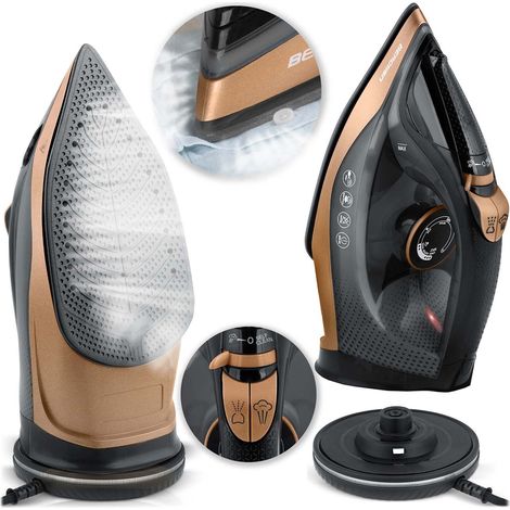 Fer à repasser vapeur sans fil 2600 W, semelle en céramique, 320 ml