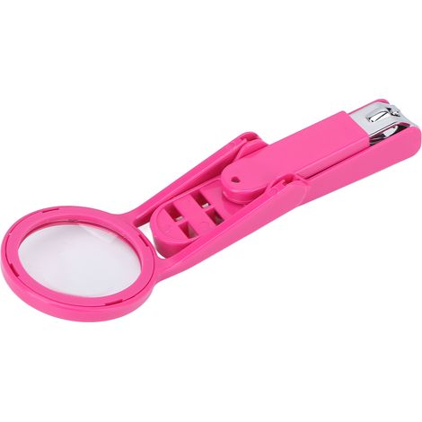 Coupe-ongles pour seniors avec loupe intégrée, réglable en acier inoxydable pour ongles des mains et pieds - Couleur rose-rouge (1/5)