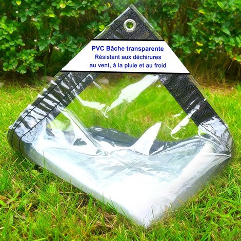 2.4×3 m Bâche Transparente Exterieur Imperméable, 200 μm Bache Multifonction avec Oeillets et Bordures Renforcées en Tissu, Bache de Protection Plastique, pour Serre, Jardin, Pergola, Poulailler (1/5)