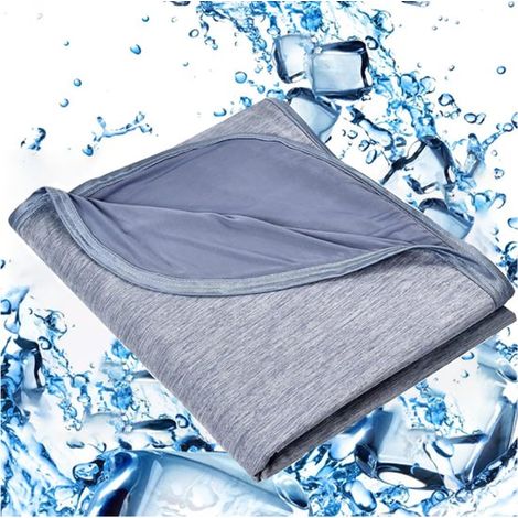 Manta refrescante de 100x150 cm, absorbente y transpirable, ideal para el verano, sofá y viajes (azul). (1/5)