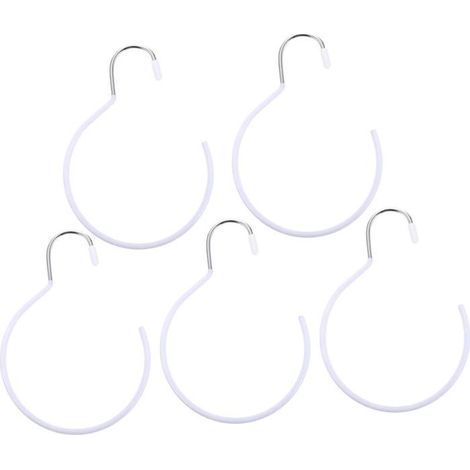 Cintres ronds pour foulards - MICH - Lot de 5 - Blanc - Acier inoxydable - Antidérapant - Résistant à la rouille (1/4)