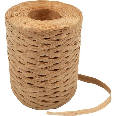 1 Rouleau Ruban en papier kraft, Corde naturelle 200m, Largeur 6mm, Pour emballage cadeaux et tricot (1/5)