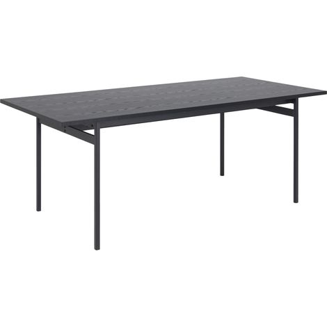 Table à manger rectangulaire 200x90x74 cm effet bois noir et métal (1/5)