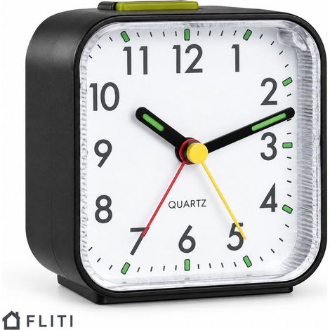 Réveil analogique silencieux sans tic-tac avec fonction snooze et lumière nocturne, portable et léger, idéal pour voyages et intérieur moderne (1/5)