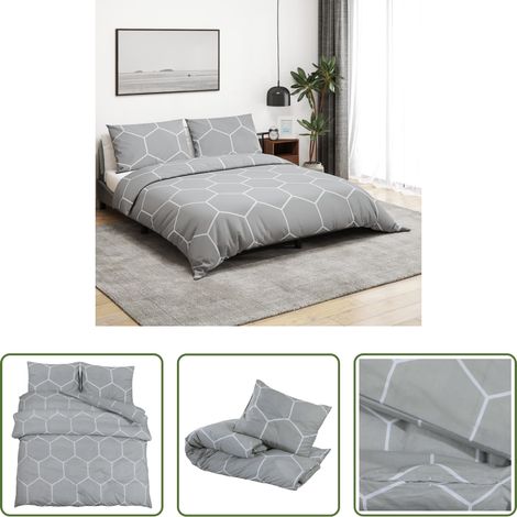 vidaXL Deckenbezug -  Bettwäsche-Set Grau 155x220 cm Baumwolle (1/5)