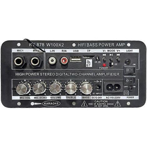 2-Kanal-Stereo-Digital-Bluetooth-Verstärkerplatine mit zwei Mikrofonen, Karaoke-Verstärker und Lautsprecher für Heimkino, Auto, EU-Stecker (DIY) (1/5)