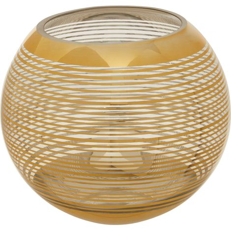 Premier Housewares Gold Finish Decorative Vase/ Accentuated With Stripe Design And Contrasting Rim / Glass Vases For Decoration 25 x 20 x 25
