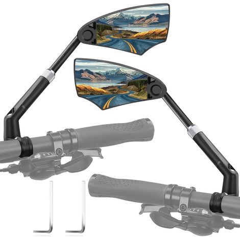 paire de rétroviseurs pour vélo électrique - Rétroviseur de sécurité pour vélo électrique - Rétroviseur pour guidon de 20 à 23 mm - Rétractable et pivotant à 360° - Protection anti-éblouissement - Tra (1/5)