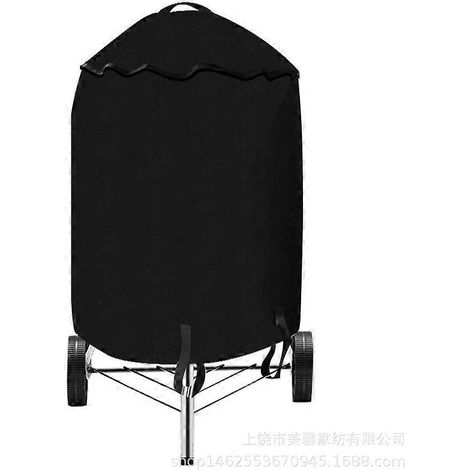 Housse ronde noire pour petit barbecue d'extérieur, résistante à la poussière, à l'eau et aux UV, pour réchaud à charbon, en tissu noir 210D, diamètre 77 cm x hauteur. (1/5)