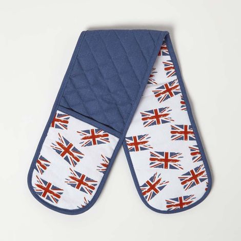 HOMESCAPESMulti Colour Union Jack Cotton Double Oven Glove (1/4)