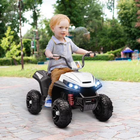 Quad eléctrico infantil, luces y música, suspensión, 5 km/h, 50 min de autonomía, para niños de 3 a 5 años, blanco.