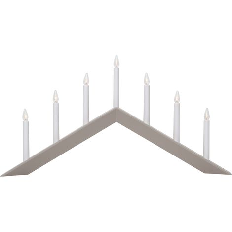 Lustre de fenêtre Star Trading Arrow de Star Trading, bougeoir avec 7 ampoules E10 blanc chaud, décoration de Noël en bois beige, interrupteur à câble, longueur : 69 cm (1/4)