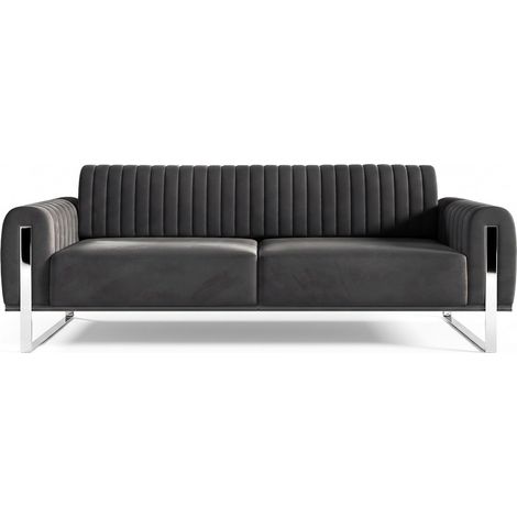 Selsey Parissa - Schlafsofa, Samt Dunkelgrau verchromte Füße, 228 cm (1/5)
