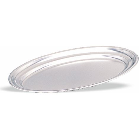 Plateau de Service Ovale en Inox à Bords Ronds 25 à 50 cm - Pujadas