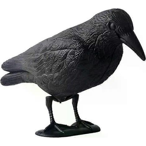 HONORNIC - Décoration de jardin extérieure : Corbeau noir artificiel, répulsif contre les pigeons et autres nuisibles. (1/4)