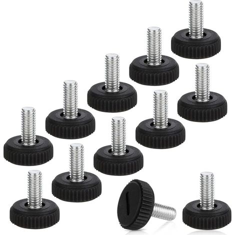 Teaaha Lot de 12 pieds de meubles réglables en hauteur - Pieds de table - Noir - Pieds de nivellement pour meubles, chaises, table (M6 x 20 mm) (1/5)